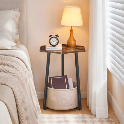 21.9" Round Small End Table with Storage Fabric Bag ,Bedside Table for Living Room, Bedroom