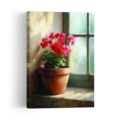Sunlit Geraniums Vintage Geranium Wall Art Print by Jo Moulton - Print