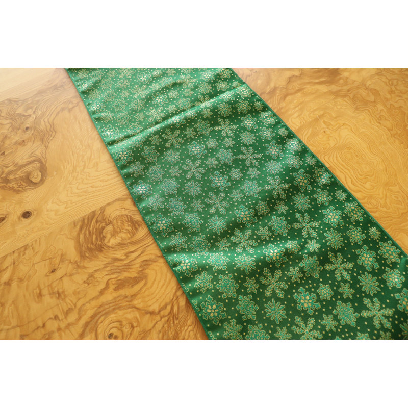 Metairie Geometric Christmas Table Runner, 120" L x 12" W, Green