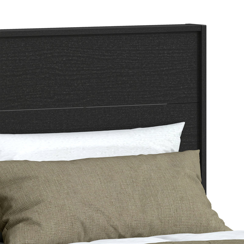 Branquinha Platform Bed with Headboard, Queen, Black Oak