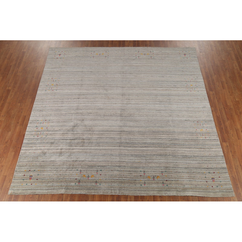 Tapis carré rayé à la main Gabbeh