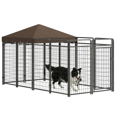 Enclos extérieur pour chien avec auvent imperméable, enclos en grillage galvanisé, cadenas sécurisé, pour jardin et terrasse, grandes et moyennes races, poules, canards, 283 m x 140 cm x 160 cm