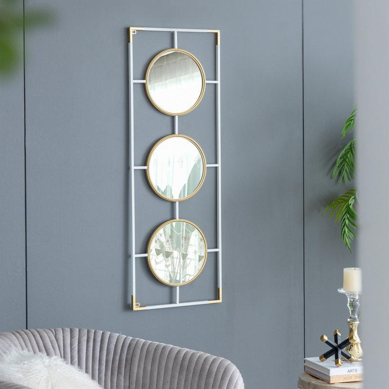 Cadre doré et blanc avec miroir