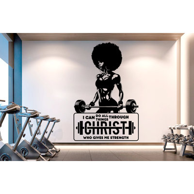 With Gods All Things Are Possible Afro American Fitness Wall Decal