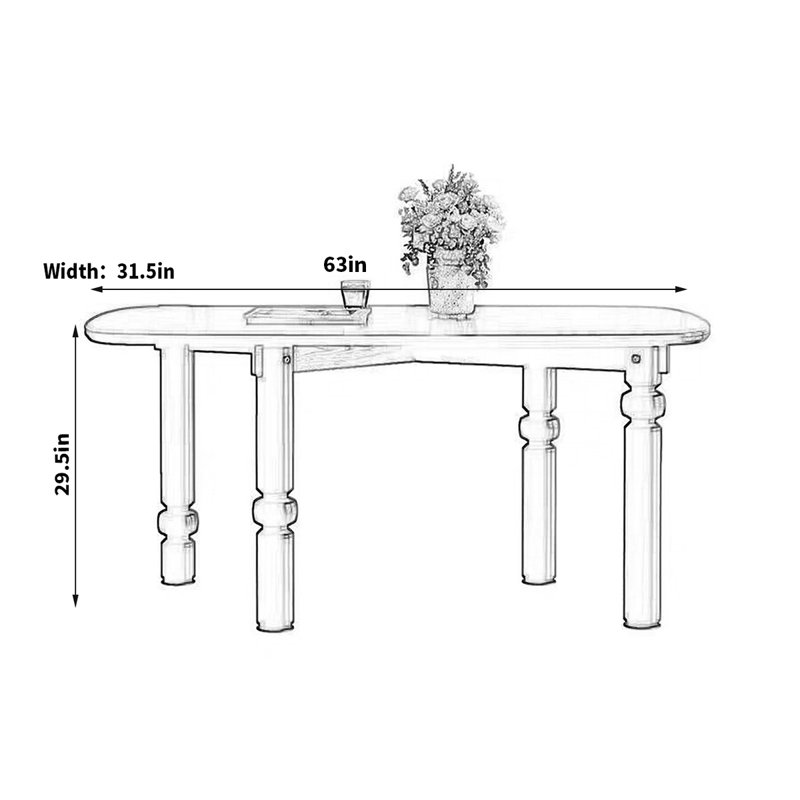 Table de salle à manger rectangulaire 31,5 po Azareth, H 29,5 po x L 63 po x l 31,5 po