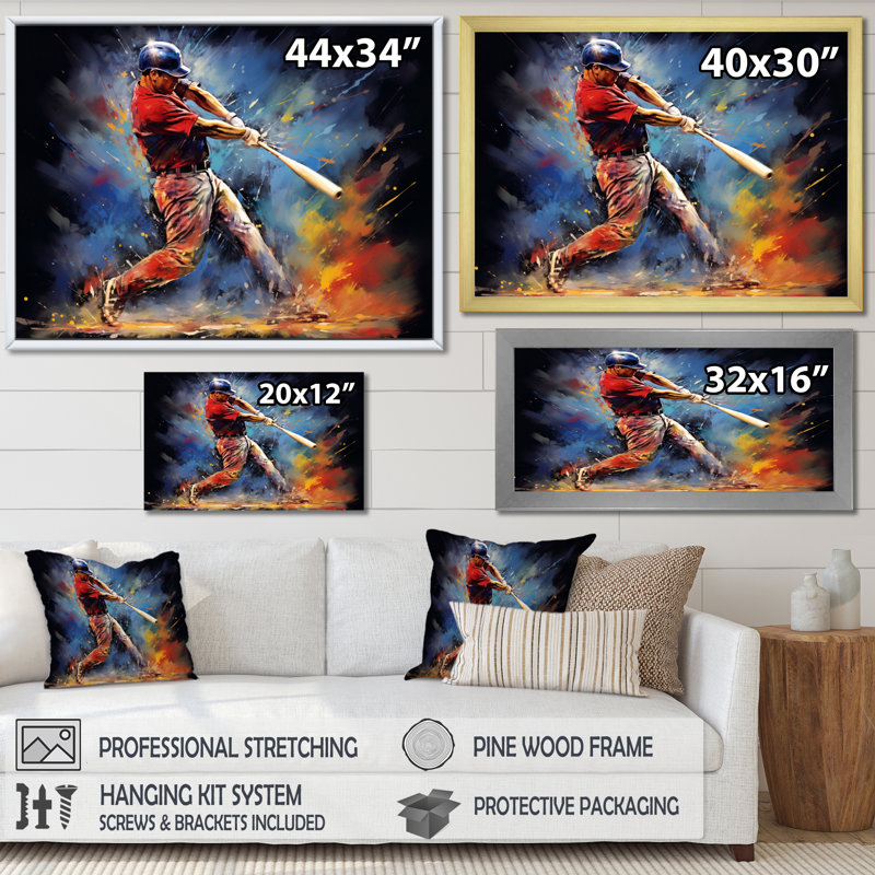 Beidleman Baseball Swing Of Emotion I, Cadre photo noir, H 24 po x l 32 po x P 1 po