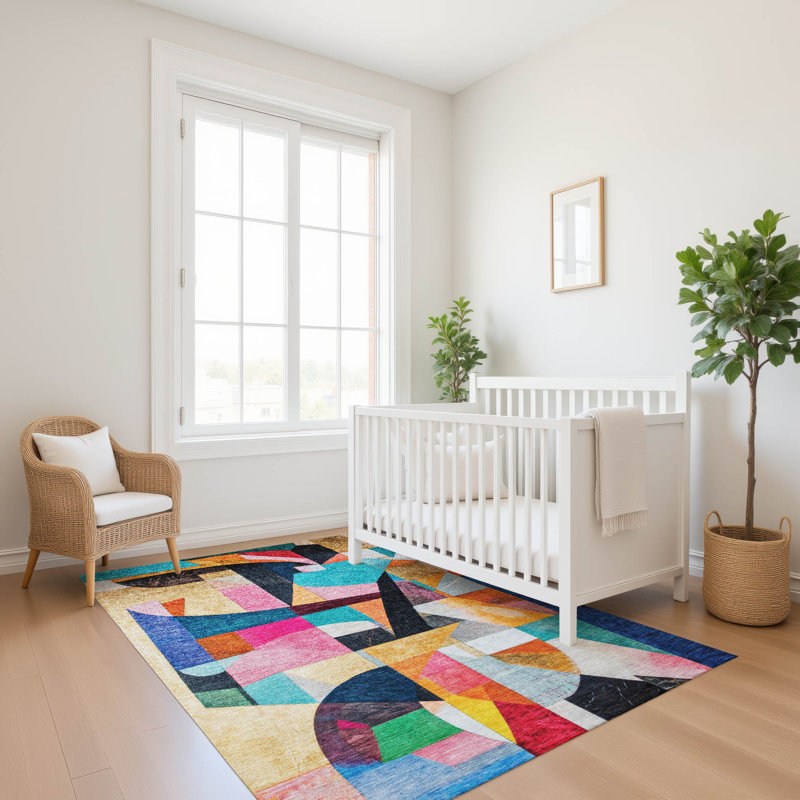 Premium Machine Washable Lubbers AMF1757 Abstract Rug, Rectangle 10' x 14'