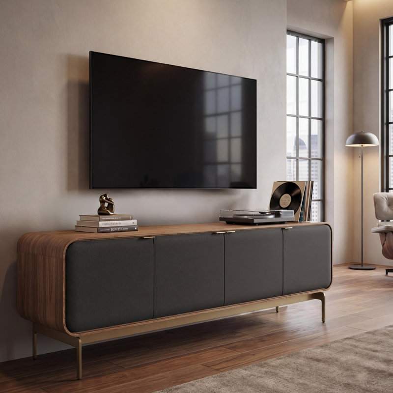 Solid Wood and Glass TV Stand