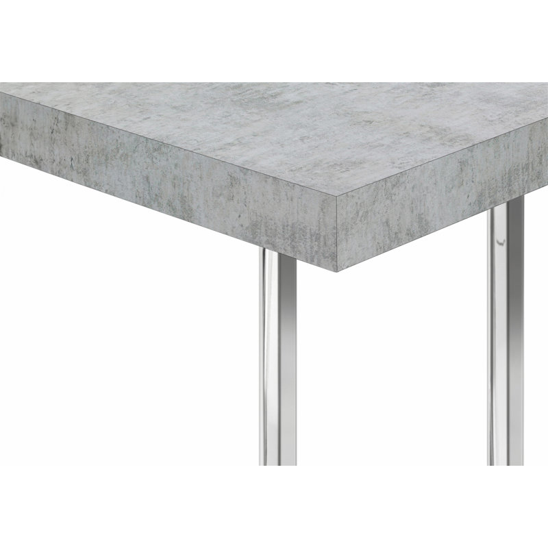 Accent Table, C-shaped, End, Side, Snack, Living Room, Bedroom, Metal, Laminate, Chrome, Light Gray