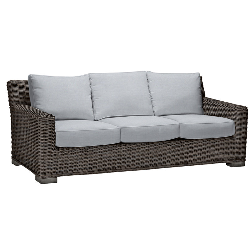 Canapé d'extérieur Rustic N-Dura, Welt, Lin chambray, Noir noyer