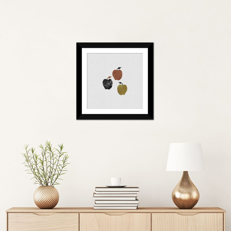 «Scandi Apples», impression sur toile, H 16 po x l 16 po x P 1 po, Papier beaux-arts encadré noir, Blanc