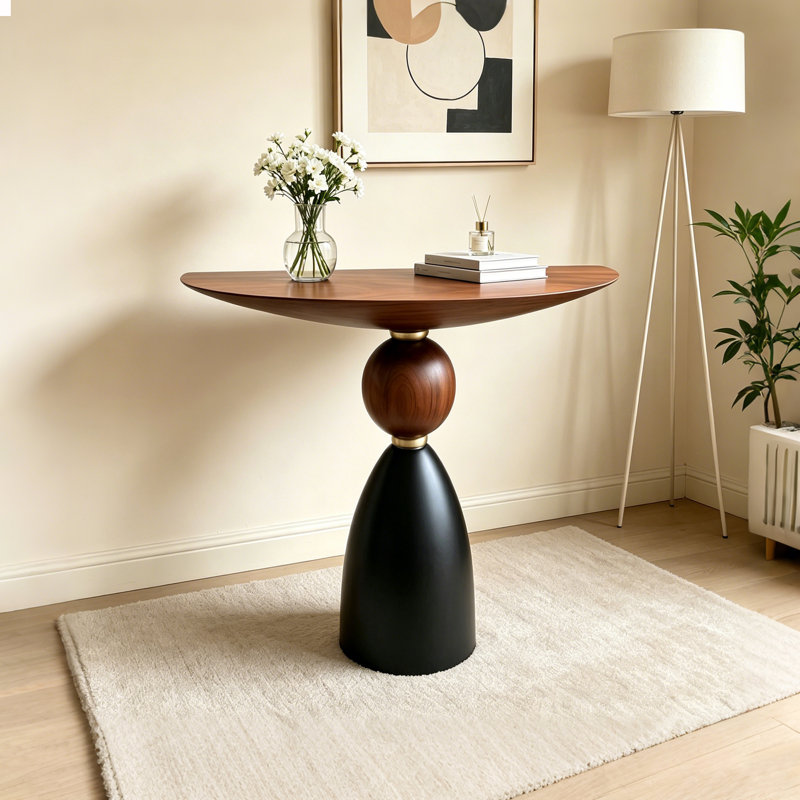 Console simple en bois massif semi-circulaire