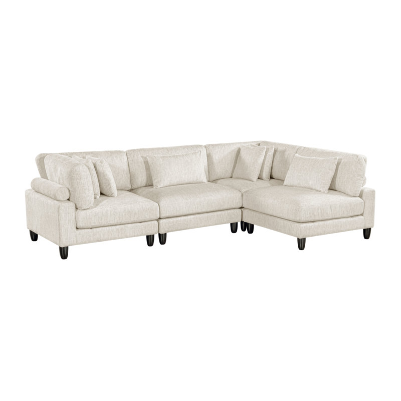 Canapé modulaire 4 pièces Krueger, Microfibre beige