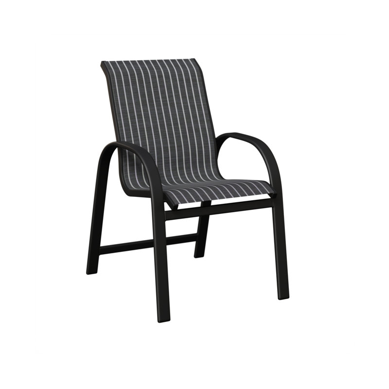 Chaise berçante en aluminium noir mat Berlin Slings, Whisper rayé bleu marine, Aluminium noir mat