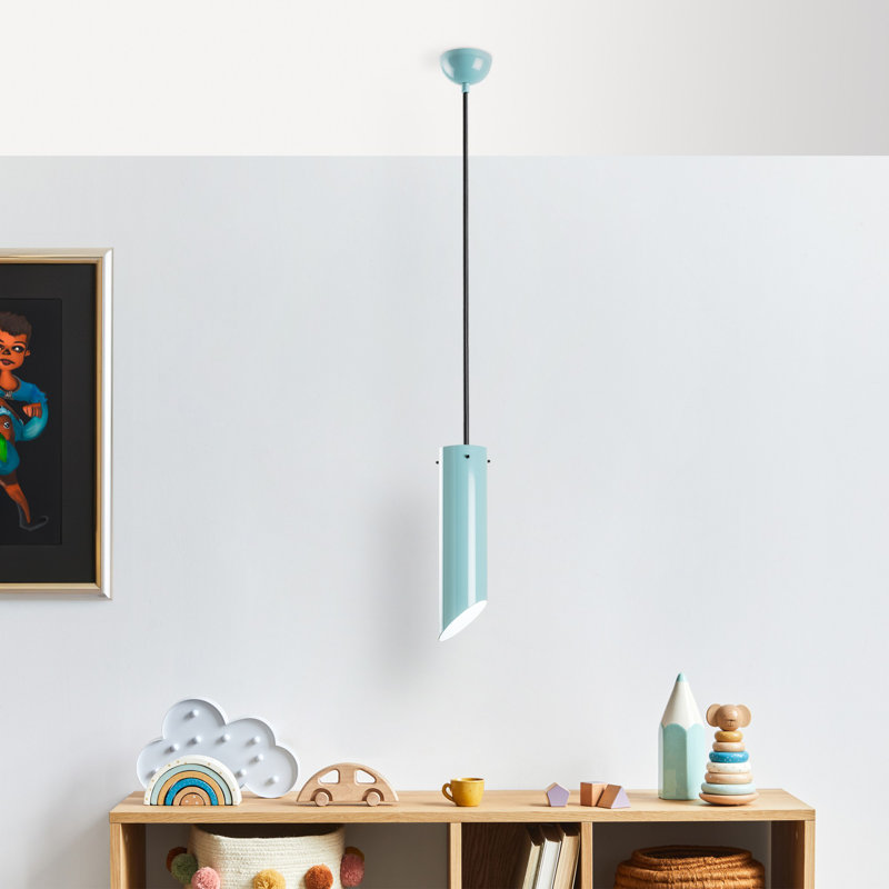 Lustre en métal turquoise, hauteur réglable 14,6 - 44,9 po | Plaque de base de diamètre 3,9 po, capuchon de diamètre de 3,1 po | 1 x douille E27 (40 W maximum) | Élégant luminaire pour salle à manger et espaces de vie, conception moderne, classé IP20