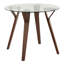 Table de salle à manger pour 4 personnes avec pieds Mid-Century en bois cintré et plateau en verre trempé