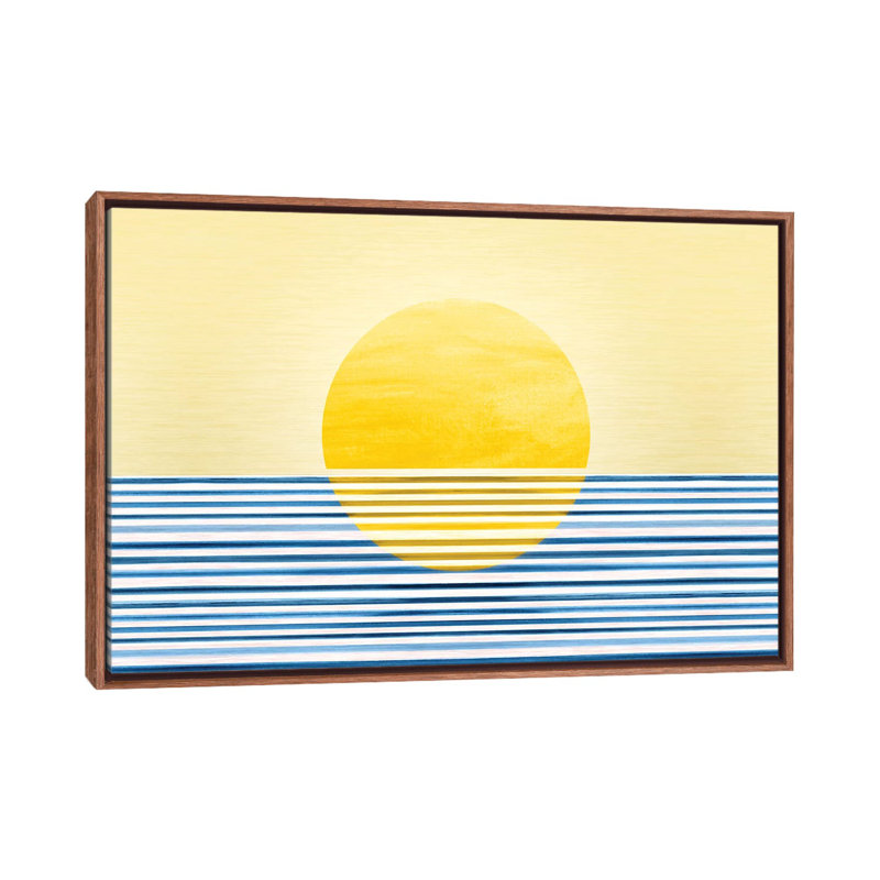 Sunset II-impression d’art graphique abstraite, Toile classique avec cadre brun, Pas de tapis, H 40 po x l 60 po x 1,5 po