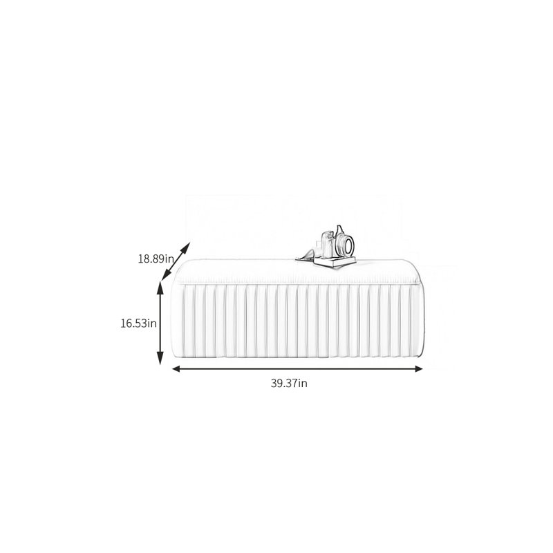 Banc rembourré en cuir de vache, H 16,53 po x l 39,37 po x P 18,89 po