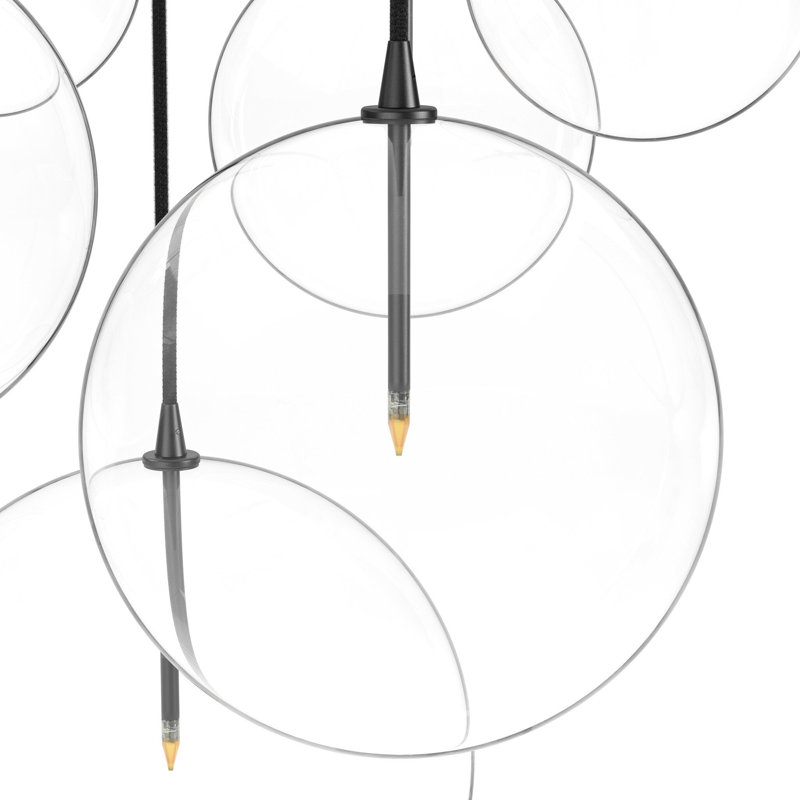 Cluster 7 - Light Chandelier, Black Gunmetal, Clear Symmetrical