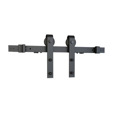 Ensemble de quincaillerie de porte de grange coulissante en acier massif 78 po pour portes simples en bois