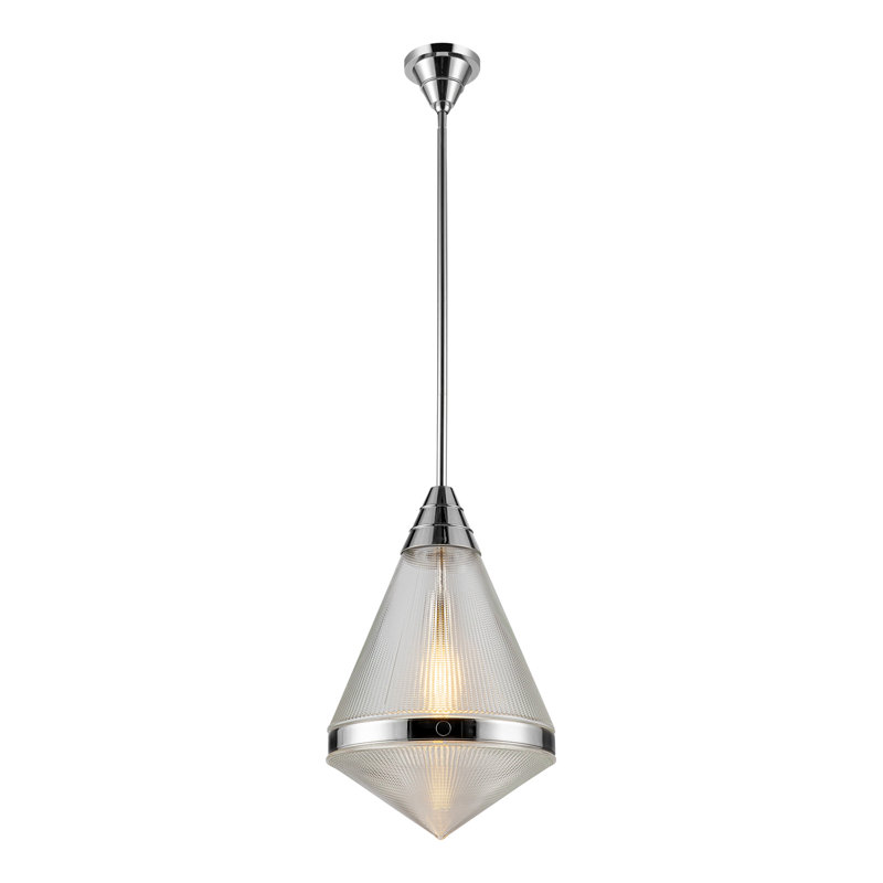 Luminaire suspendu simple à 1 lumière Willard, Nickel poli