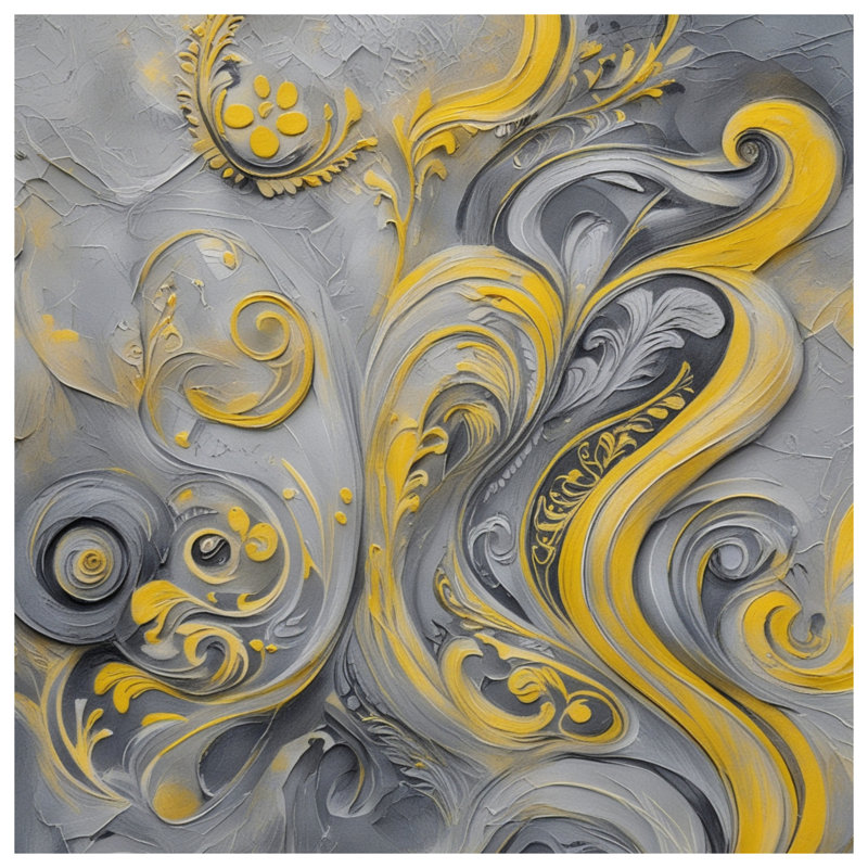 Édredon jaune et gris tourbillonnant, Lit simple