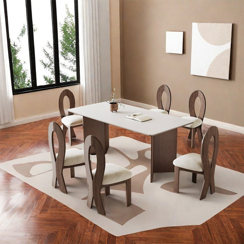 Modern simple rock plate dining table sets, 29.52"H x 55.11"L x 31.49"W
