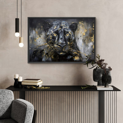 Bright Bright BCBG Moody, gris foncé, léopard, safari, faune, chambre à coucher, reproduction d'art sur toile encadrée