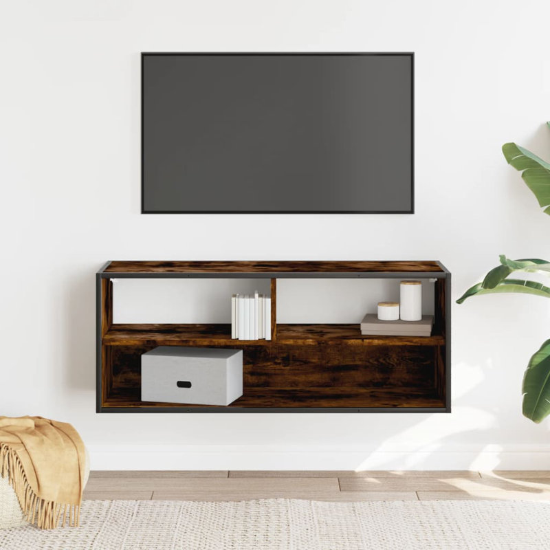 Aahana TV stand made of wood and metal, 100 cm, Smoked Oak