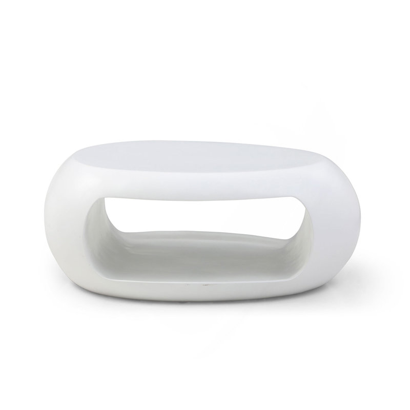 39.37'' Oval Coffee Table, White, 17.32" H x 39.37" L x 21.25" W