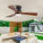 42 Inch Black Flush Mount Ceiling Fan With Light: Dimmable LED (3 Colors), Indoor/Outdoor Reversible DC Motor, 3 Solid Wood Blades For Bedroom, Patio.