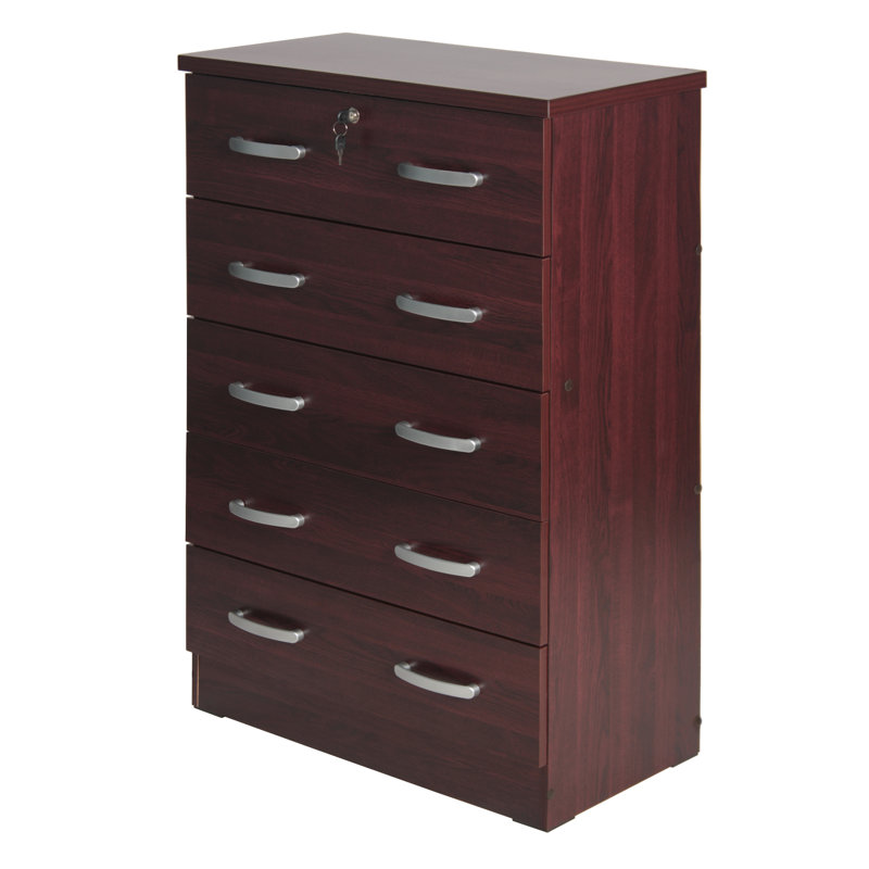 Commode 5 tiroirs Luker, Acajou