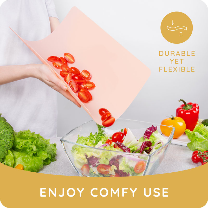 Extra Thick Flexible Plastic Cutting Mat Set in Gray, Green, and Pink