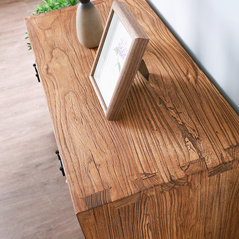 Solid  Old Elm Wood Console Cabinet