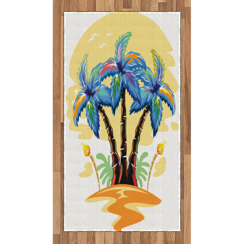 Tropical High Density Long Fiber Poly Threads Decorative Area Rug Carpet, Rectangle 2'7" x 5'