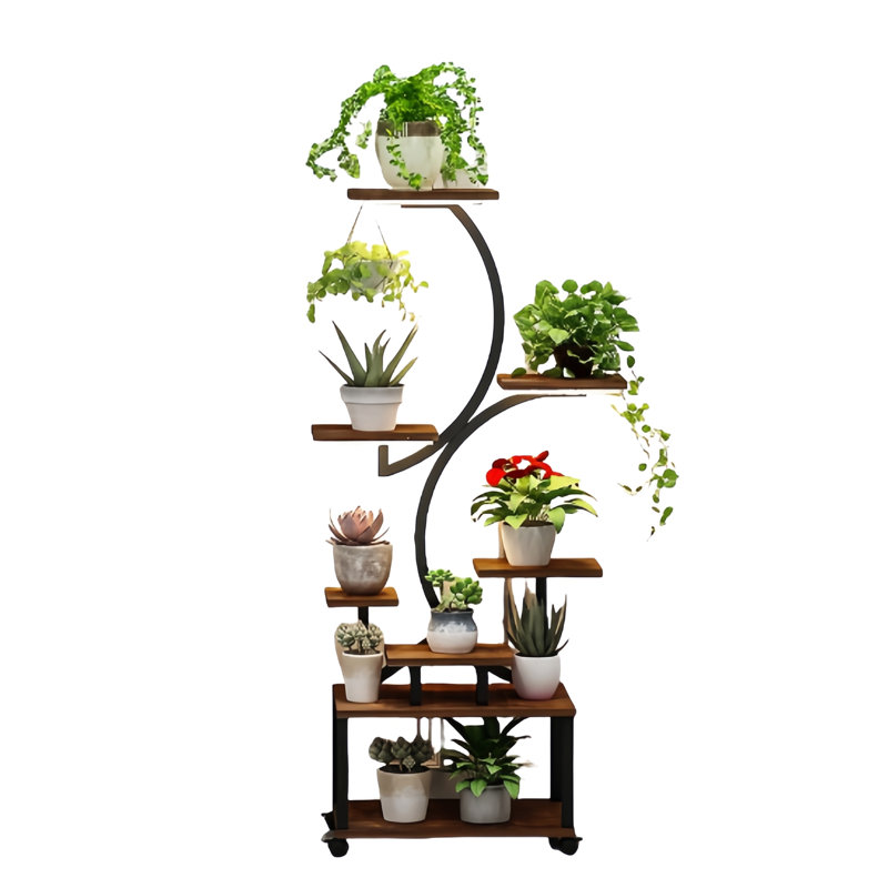 Support pour plante d'intérieur à 62 niveaux de hauteur de 62 po avec lumières de croissance variables - support en métal en forme de S, noir, facile à assembler, mobilité pour la santé, assemblage de maison et de patio,