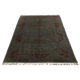 One-of-a-kind Hand Knotted Colour Transition Dark Green Wool Rug 6'4" x 10'4"