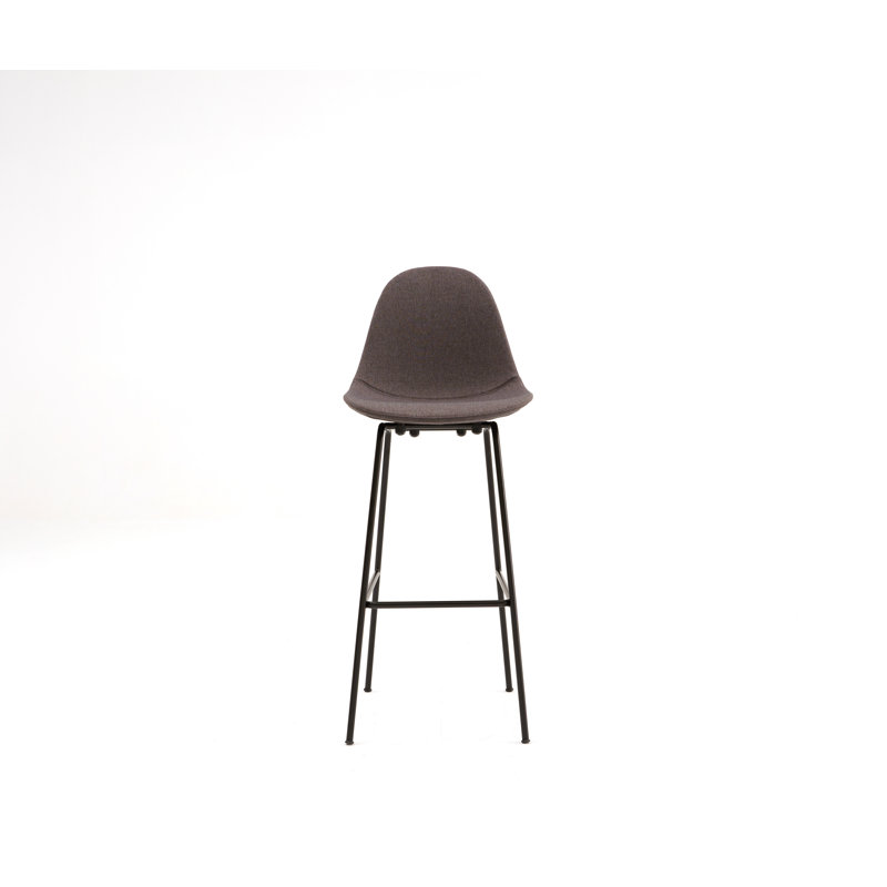 TA Upholstered Bar & Counter Stool, Bar Height (29.5" Seat Height), Dark Gray, Black