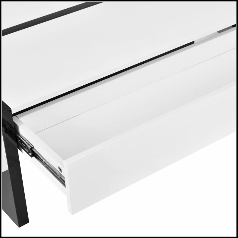 Table basse ultrabrillante, centre de table moderne pour canapé avec placage UV imperméable et design élégant, Noir, Blanc