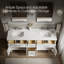 Meuble-lavabo mural simple avec plateau en bois massif Quo-91943346-124966460
