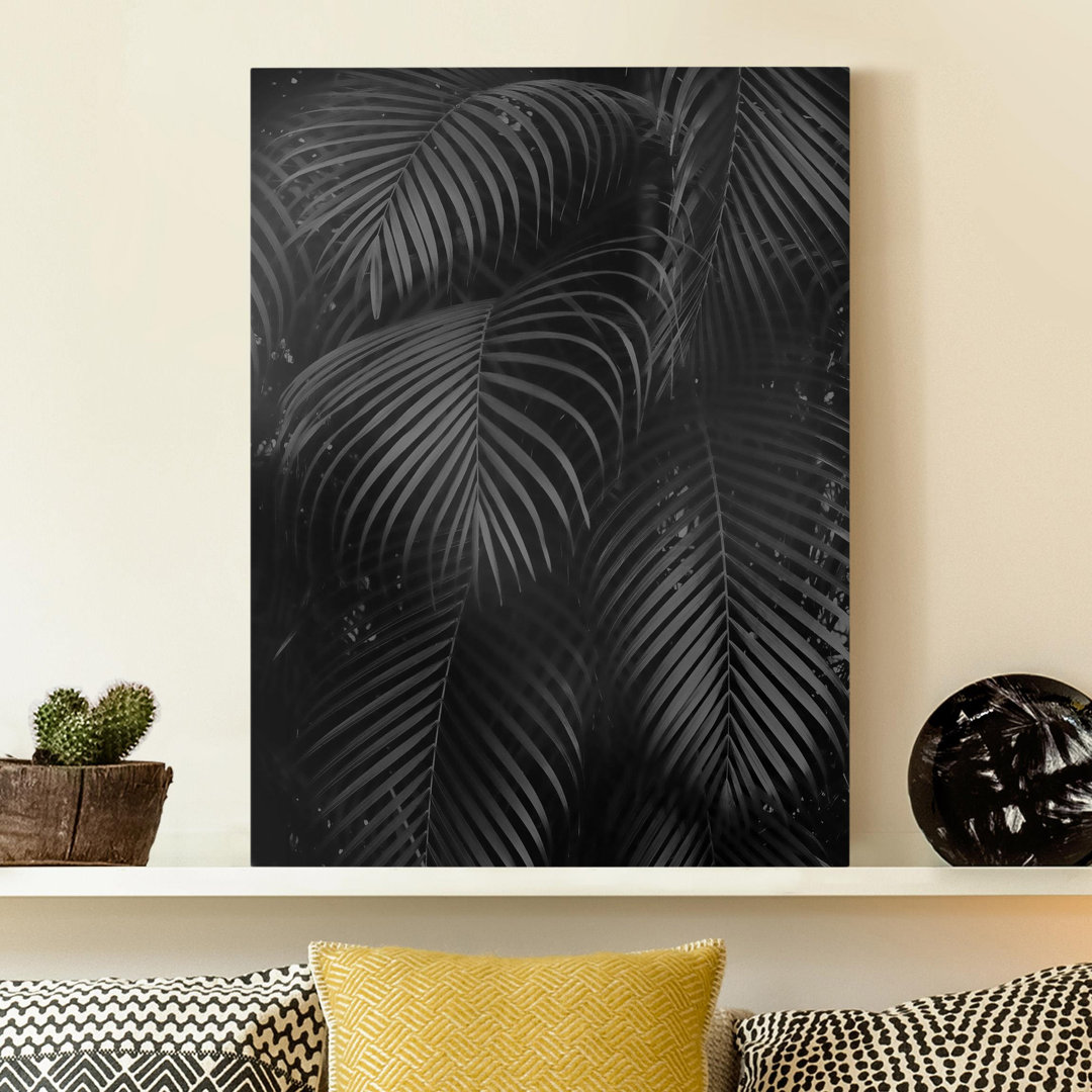 Leinwandbild Black Palm Fronds