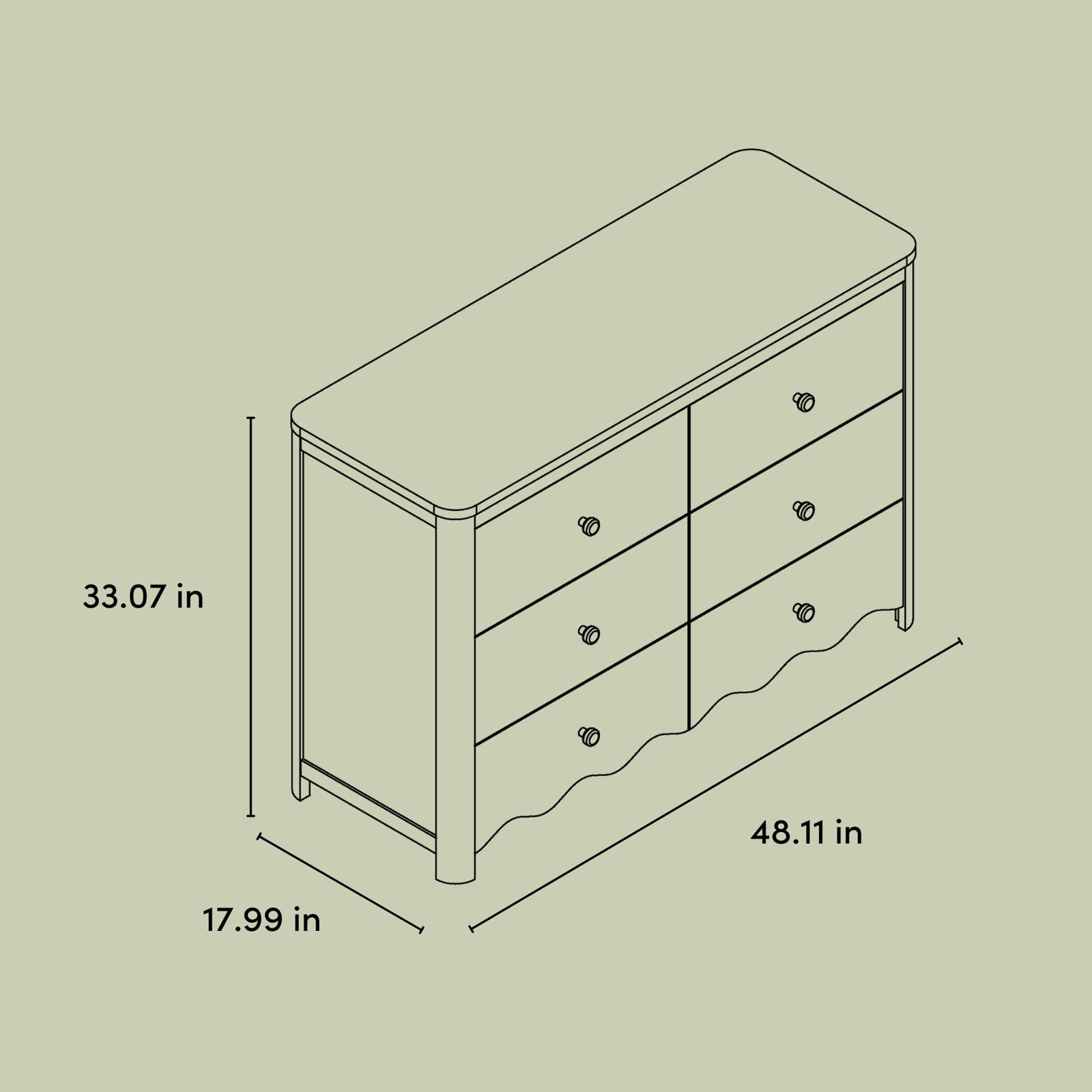 Casablanca 6 Drawer Dresser, Driftwood