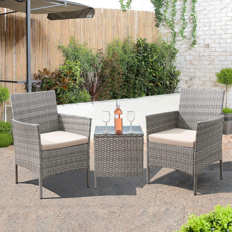 Elkview 2 - Person Patio Conversation Set with Cushions, Beige, Brown