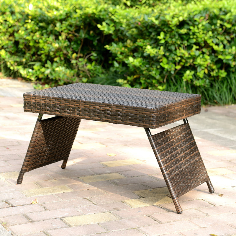 Rectangular Wicker/Rattan Outdoor Folding Coffee Table, Brown