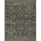 Queens Hand Knotted Wool Area Rug in Jade/Ivory/Gray