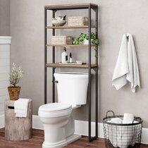 Over The Toilet Storage Cabinet, Double Door Bathroom Organizer w/ Shelf,  Grey