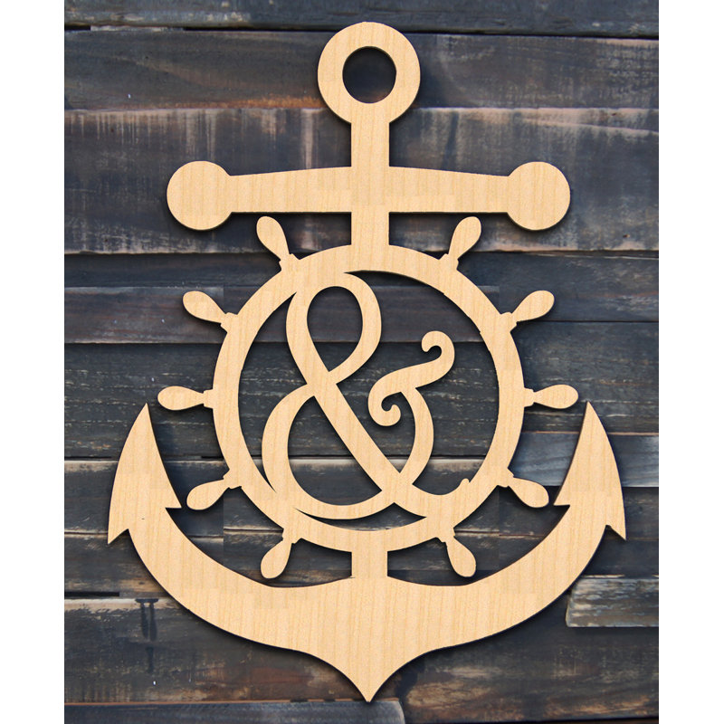 Enseigne décorative en bois, cintre à portes et décoration murale Anchor Wheel, N