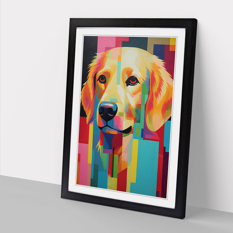 Golden Retriever Constructivism - Framed Print, Black, 34cm H x 25cm W x 2cm D