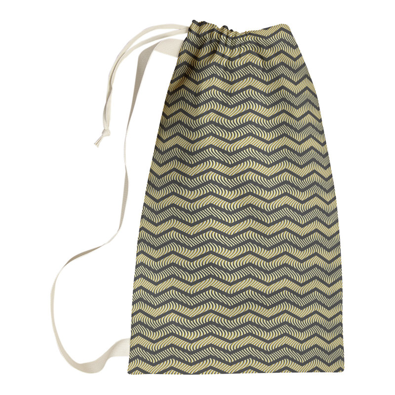 Sac à linge à chevrons à la main classic Stephenie, H 29 po x l 18 po x P 1,5 po, Noir / Jaune