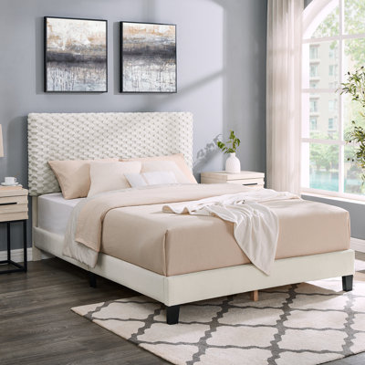 Upholstered Platform Bed, Featuring Elegant Design and Comfortable Support for a Luxurious Sleep Experience
